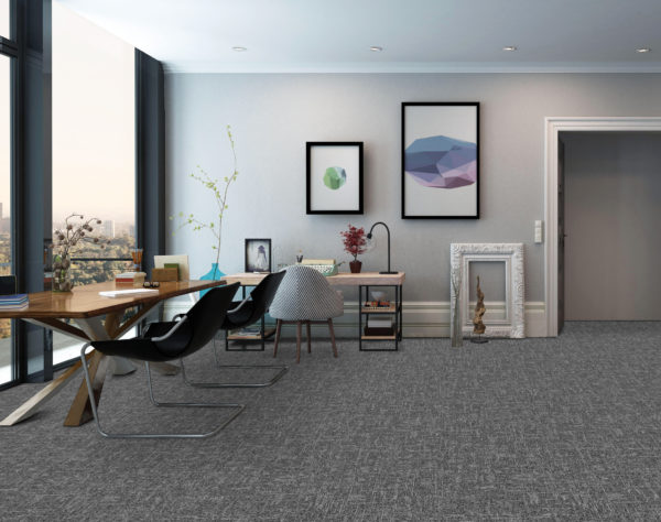At Office Tile Decades Pewter Carpet Room Scene